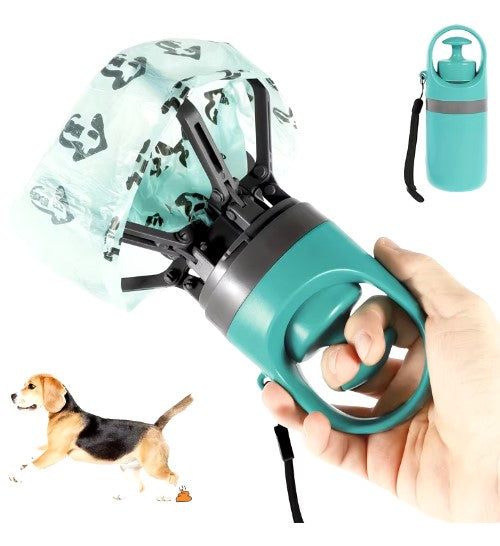 Zuka & Co. dog pooper scooper with ergonomic handle and scoop design for easy pet waste cleanup in a grassy area.