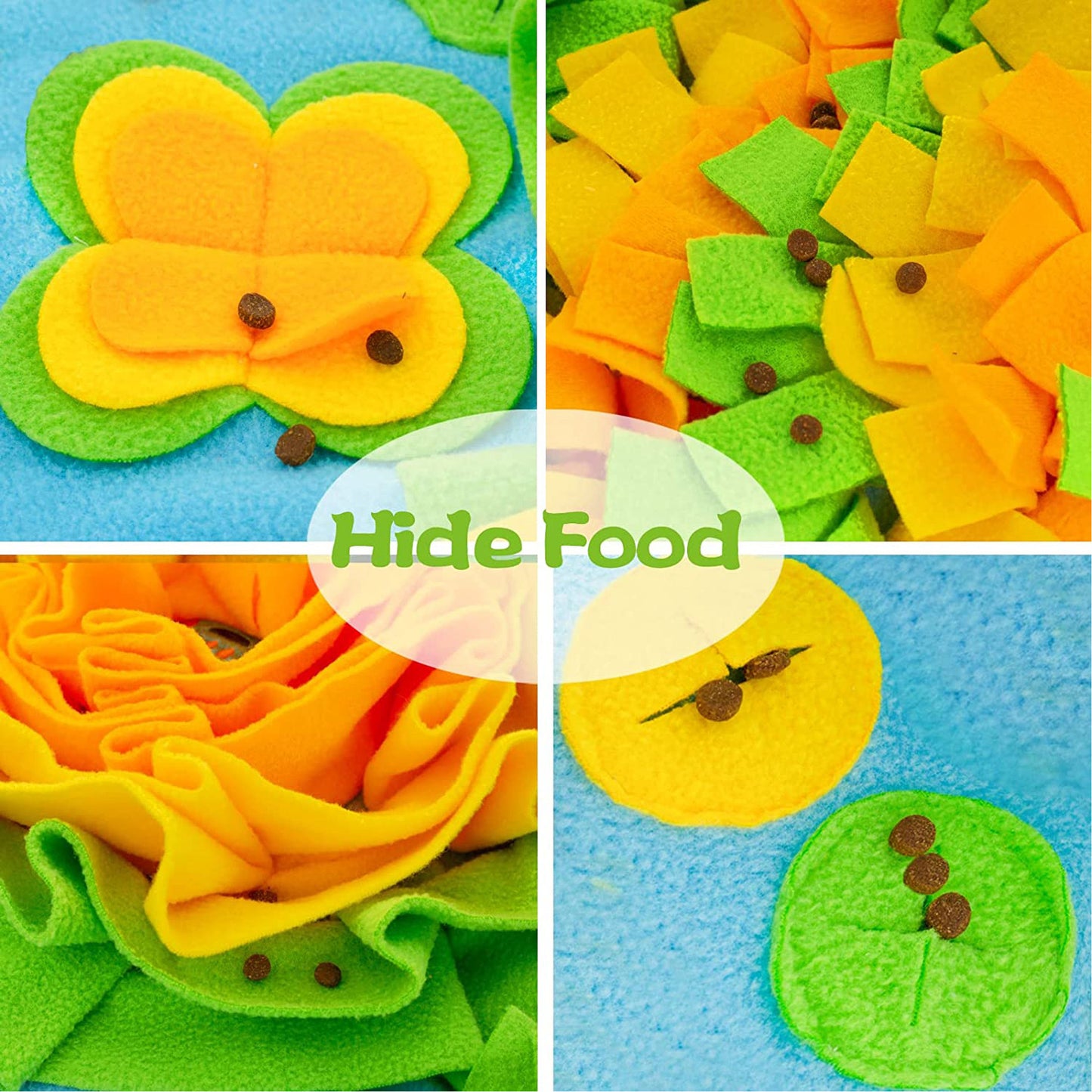 SniffGarden Pet Snuffle Mat by Zuka & Co. for dogs and cats, 34x19.3 inches with suction cups and storage strap for interactive play.