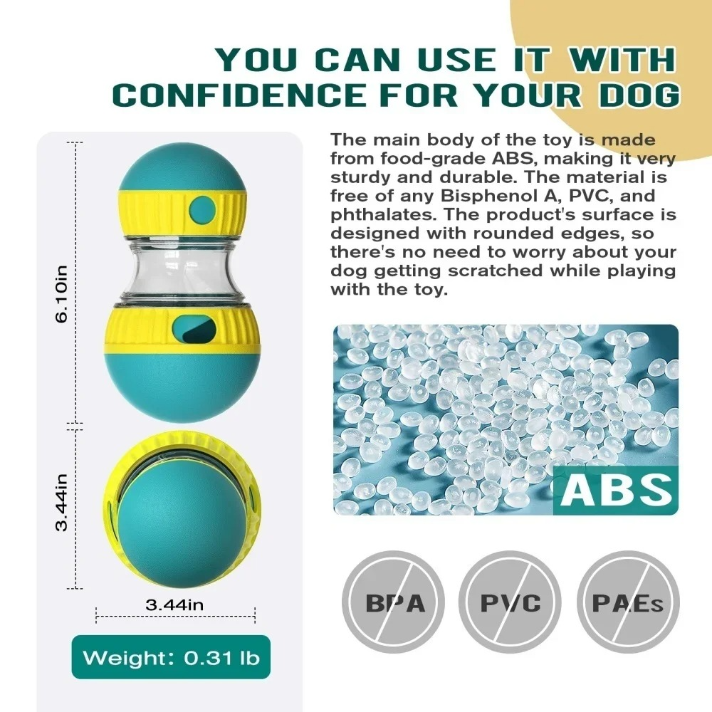 Zuka & Co. BiteRoll™ Interactive treat dispenser and slow-feeder puzzle toy for dogs, holding 5.29 oz of kibble.