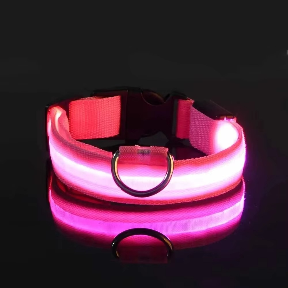 GlowPup™ LED light-up dog collar by Zuka & Co., waterproof adjustable collar with 3 flash modes and sturdy leash ring.