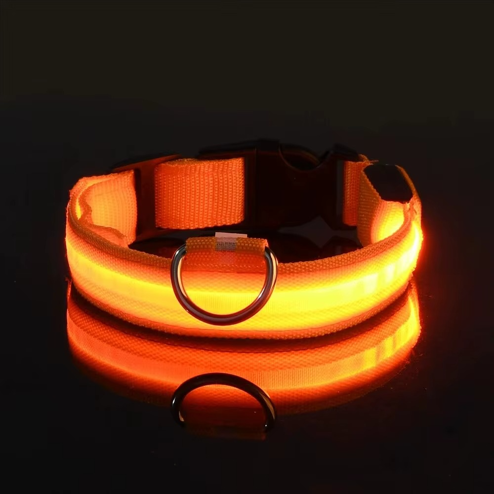 GlowPup™ LED dog collar by Zuka & Co., waterproof, adjustable collar with 3 flash modes and a strong leash ring for all sizes.